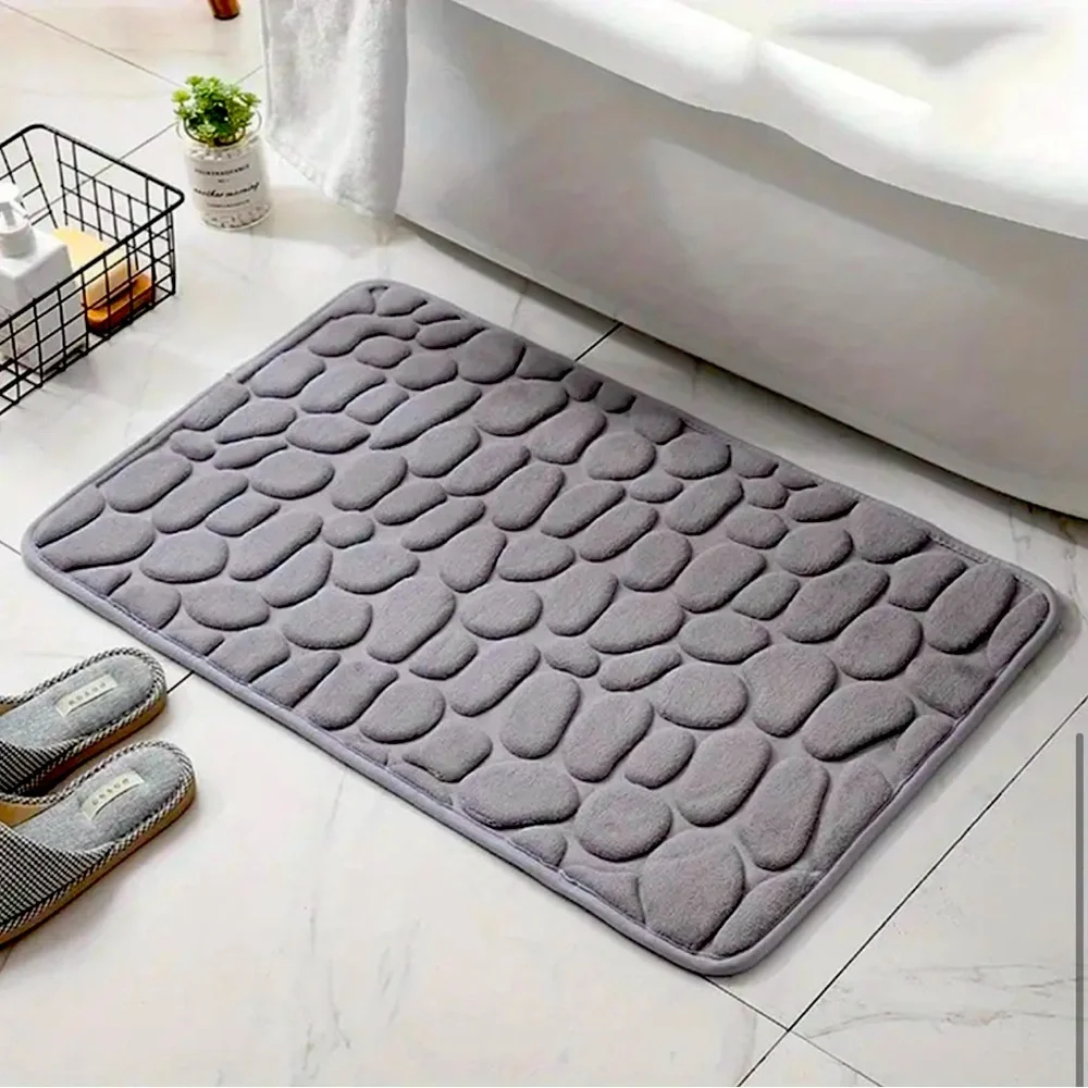 New - Chic - Cobblestone Comfort Memory Foam Bath Mat - Grey